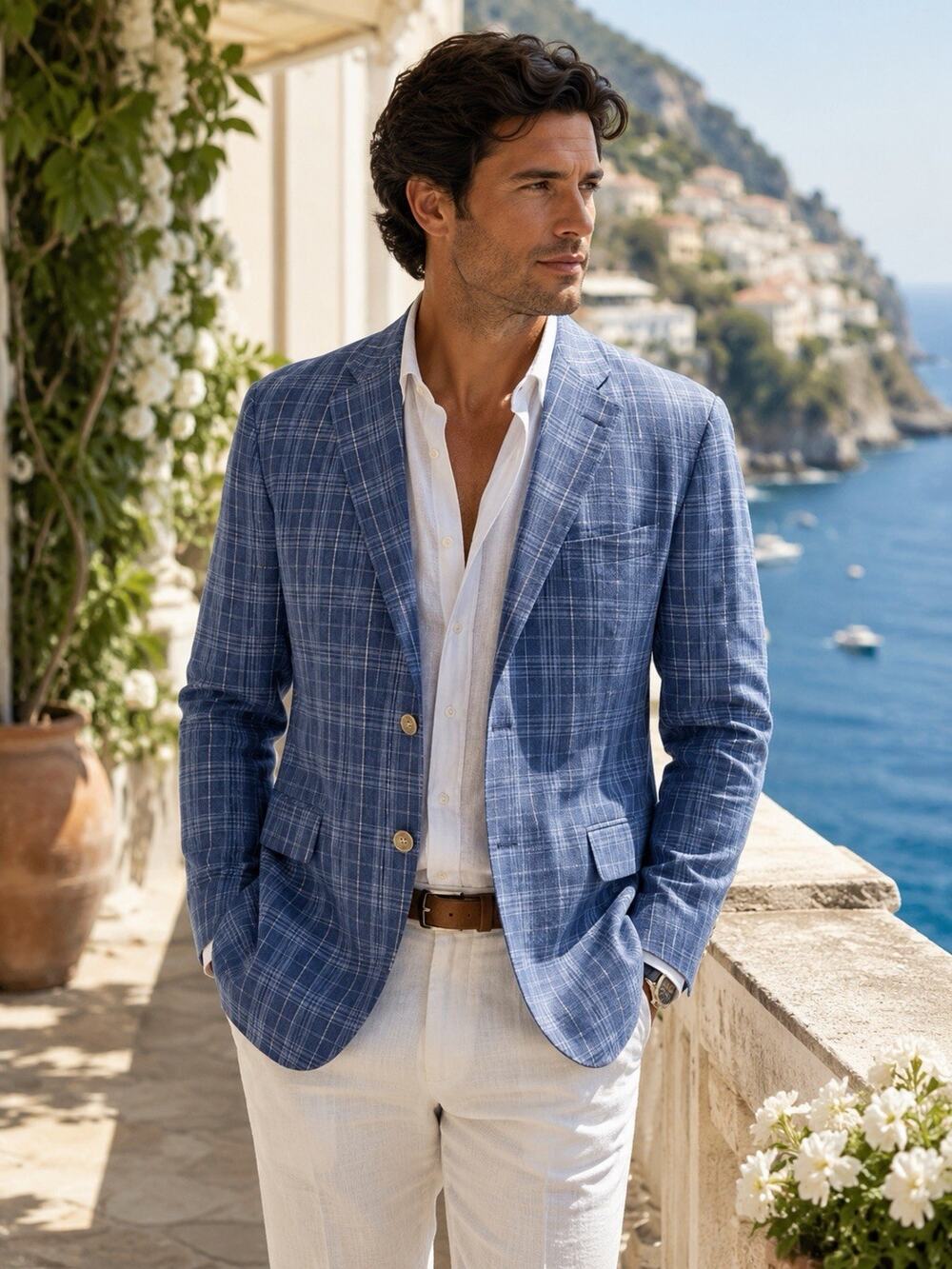 Jos. A. Bank 1905 Collection The New Tradition Blue Plaid Blazer Sport Coat 44R